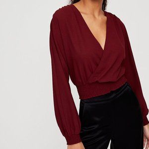 Aritizia Wilfred Reign Blouse V Neck Burgundy
